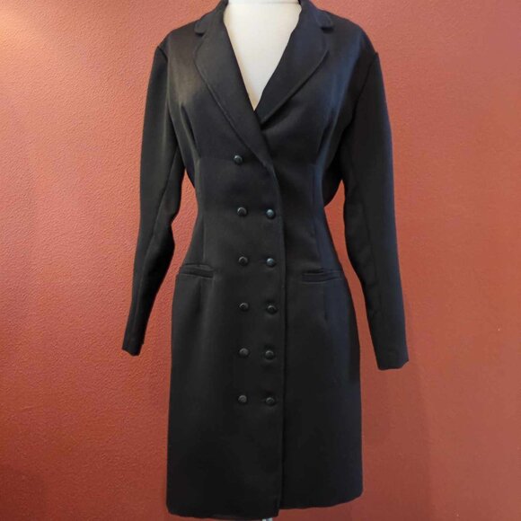 Fiorucci Vintage Early 1980's Sexy Fitted Coat Dress Made in Italy Italian Sz 42
